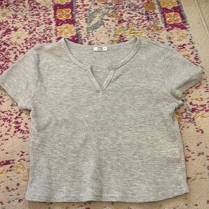 Ardene Gray Fitted Crop Short Sleeve Tee
